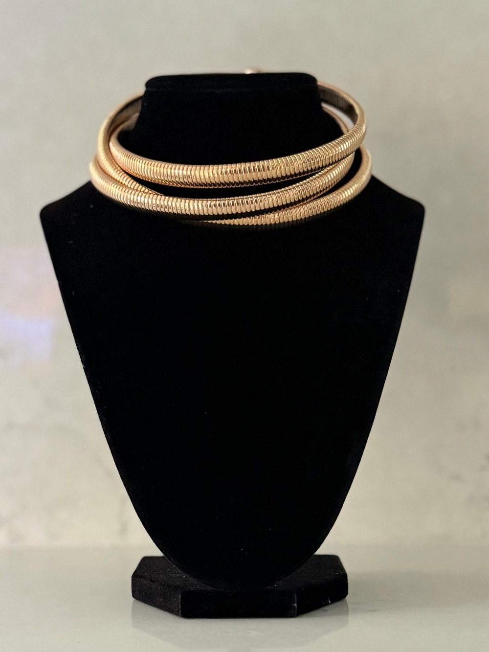 Gold Omega Multi-Strand Choker Necklace